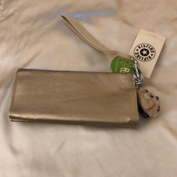 Kipling Rubi Large Wristlet Wallet Color Starry Gold Metallic + Monkey OS NWT - Picture 10 of 16